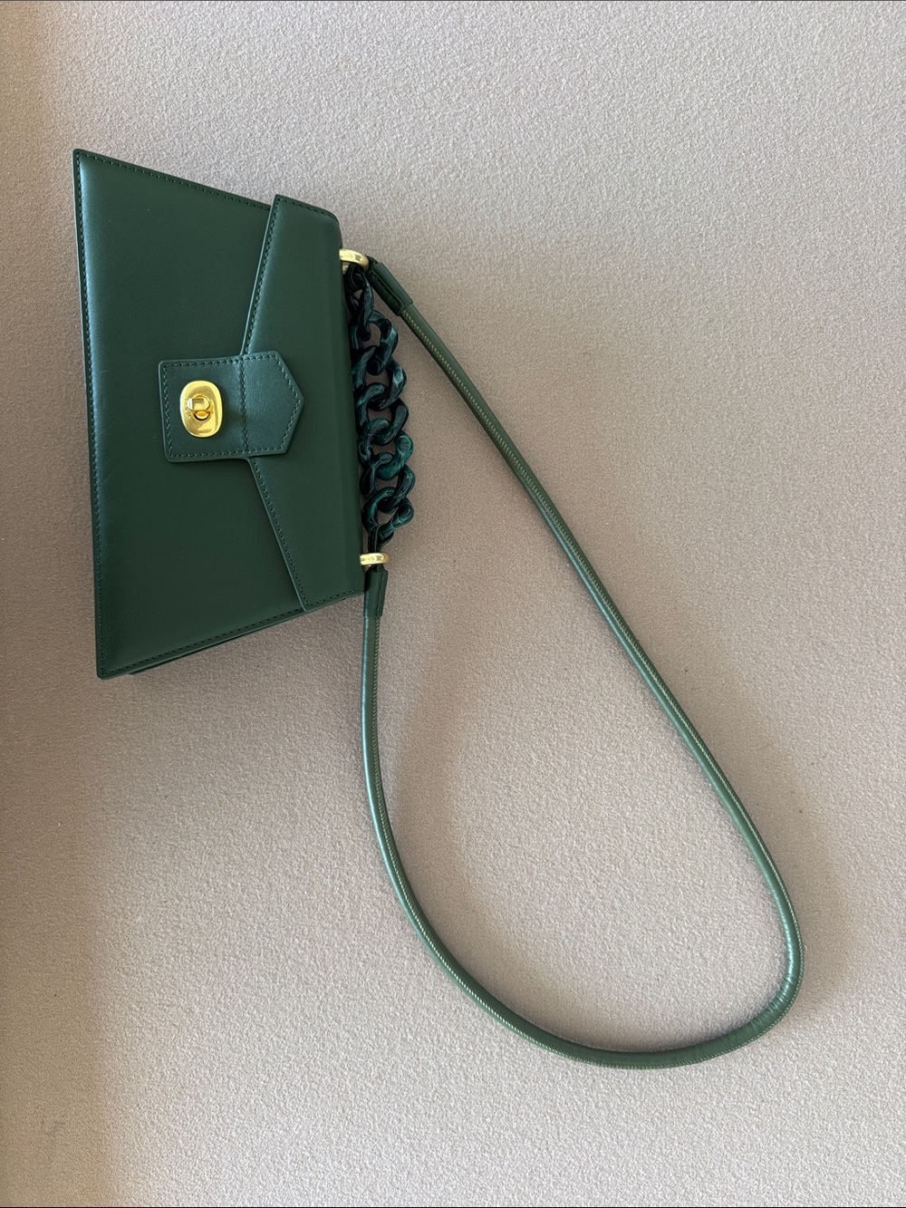 Apede 1.9 NYC Dark Green Envelope Crossbody Bag Leather